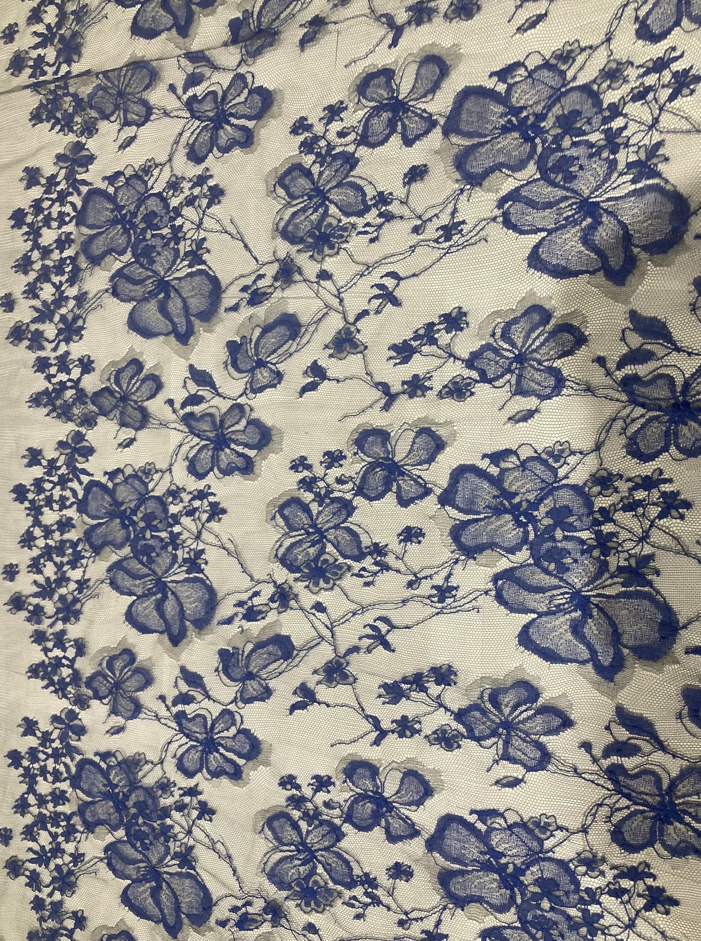 リバーレース 90324.2/100 広幅 幅:約90㎝ グラウンド・グレー・柄・紫( SILICE AZURITE)